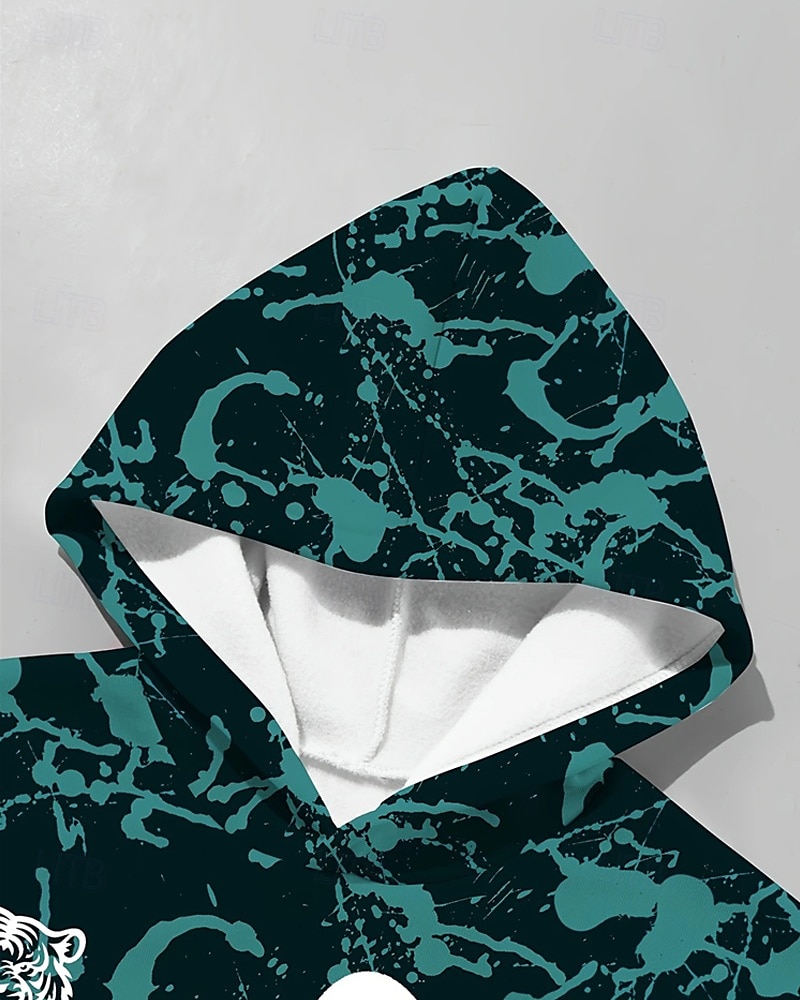 Pojkar 3D Tiger Huvtröja Långärmad Vår Höst Mode Streetwear Barn 4-12 år Huva Utomhus Ledigt Dagligen Normal 2025 - $18.99 –P5