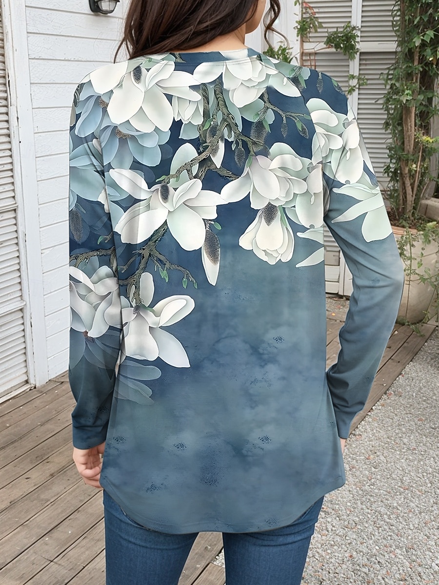 Per donna Maglietta Stampato Floreale Grafico Piante Vintage Moda Casual Manica Lunga Girocollo Top lunghi Quotidiano Weekend Blu Rosso Viola Verde Primavera, Autunno, Inverno, Estate del 2026 a $26.99 –P2