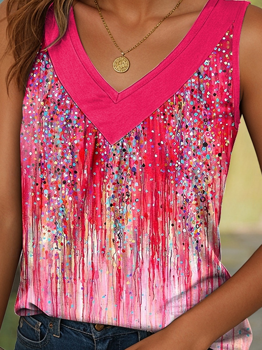 Dame Camisole Tank Top Blomstret Grafisk Årgang Stilfull Fritid Ermeløs V-hals Vanlige topper Daglig Trykt mønster Gul Rød Blå Lilla Grønn Sommer Vår 2025 - $23.99 –P3