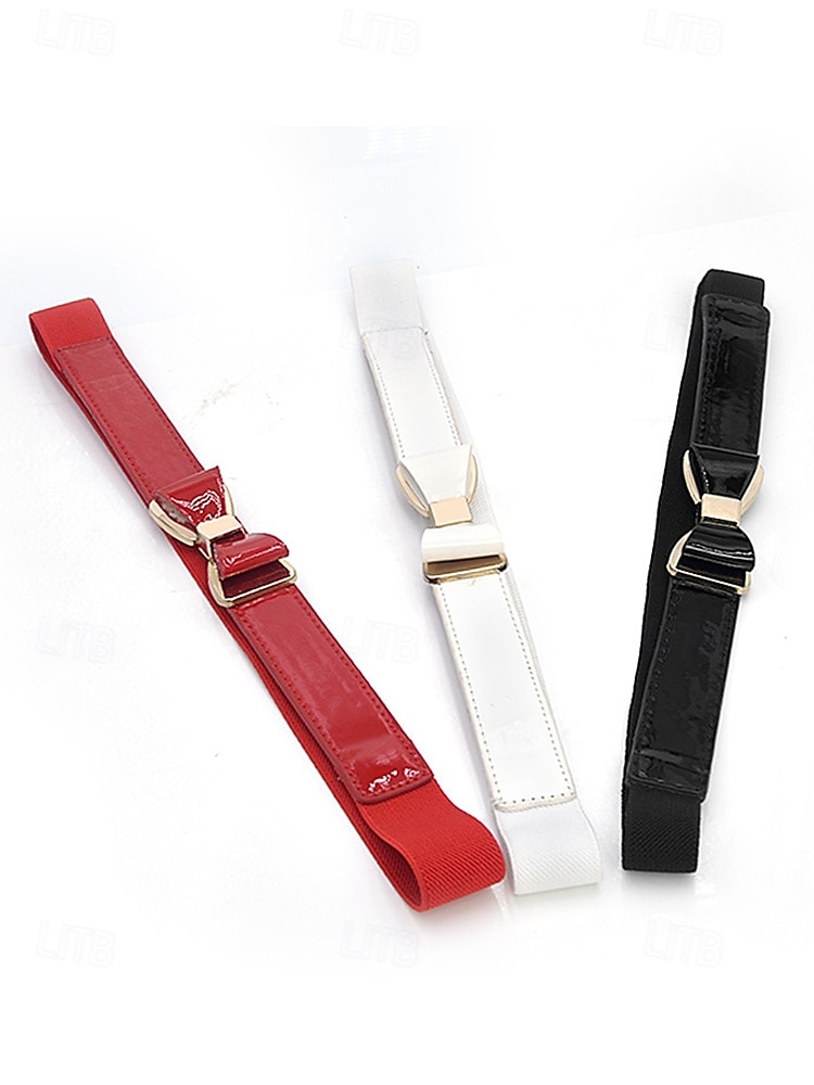 Women’s Bowknot Elastic Waist Belt – Faux Leather Dress Belt with Metal Buckle, Elegant Skinny Style for Office, Party or Formal Outfits 2025 - $9.99 –P6