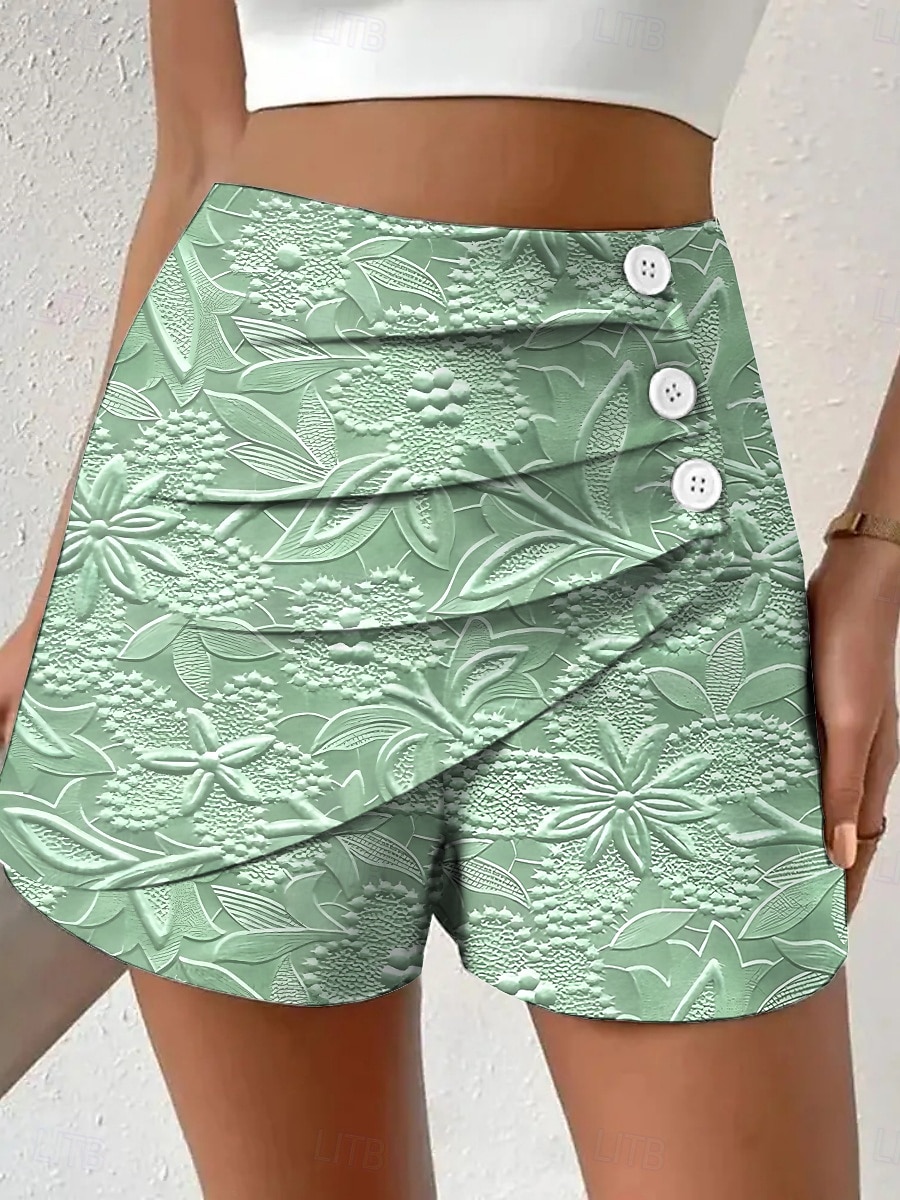 Per donna Chinos Shorts Vacanza Vintage Stile Etnico Corto Vita Alta Floreale Grafico Pieghettato Micro-elastico Quotidiano Vacanza Streetwear Rosso rubino Rosso Verde Cachi Estate Primavera del 2026 a $19.99 –P4