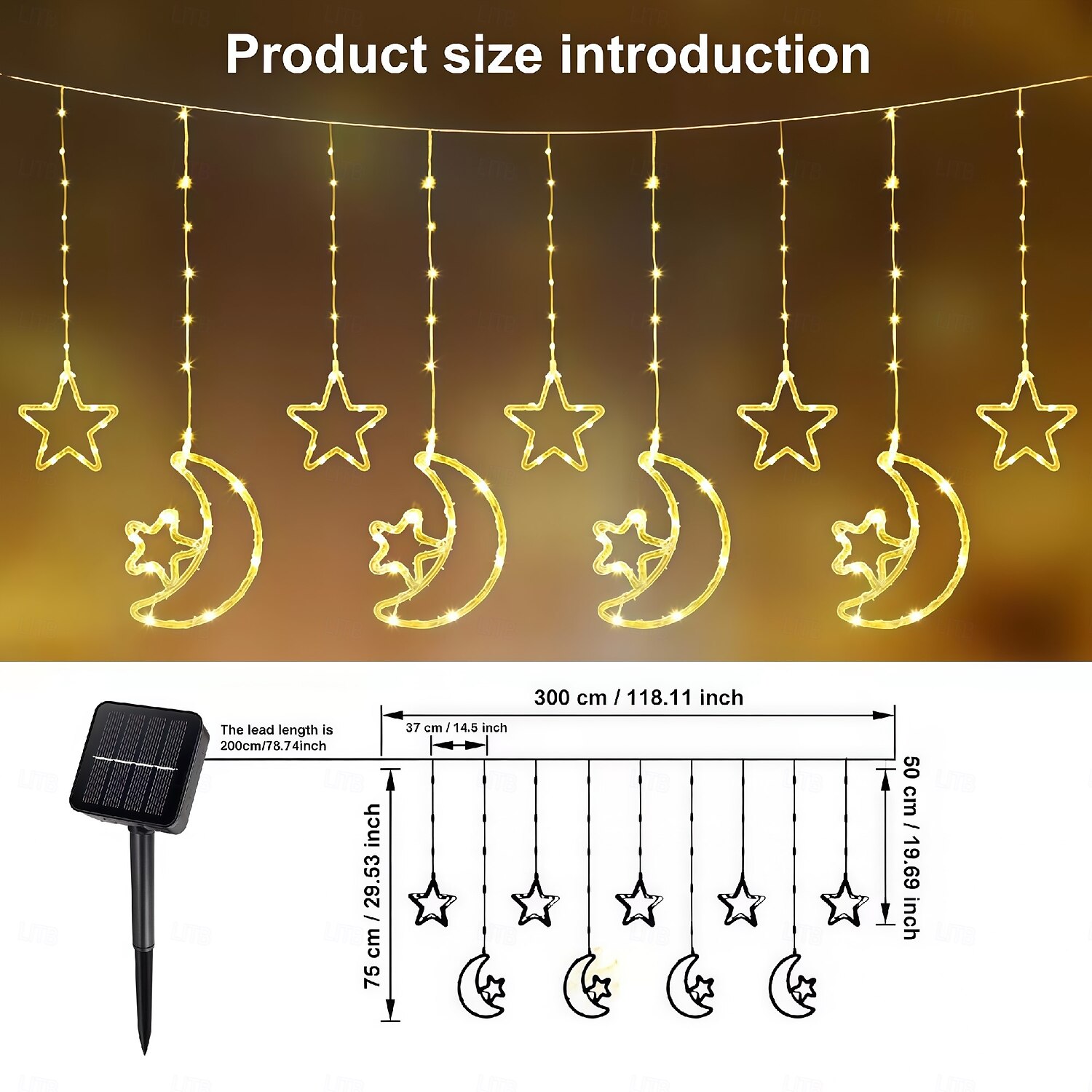 Led Decorative Light Solar Moon Star Light String Outdoor Waterproof Solar Curtain Light 8 Modes Of Hanging Ice Bar Light 1PC 2025 - $28.99 –P1