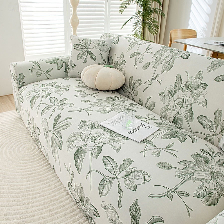 Capas de assento de sofá refrescantes com estampas de verão, capas universais para sofá chaise longue em forma de L, capa de sofá elástica de seda gelada de 1/2/3/4 lugares de 2025 por $84.99 –P3