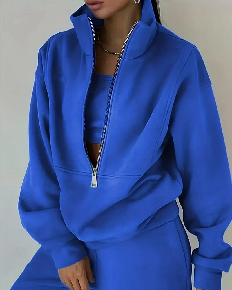 Damskie Spodnie dresowe Dres polarowy Góra ścieżki Zamek 2-częściowa Solidne kolory Rozpinana bluza i spodnie dresowe Zestawy odzież Jesień Leśna zieleń Granatowy Siłownia Sportowy Bieganie Keep Warm 2026 - $31.99 –P7