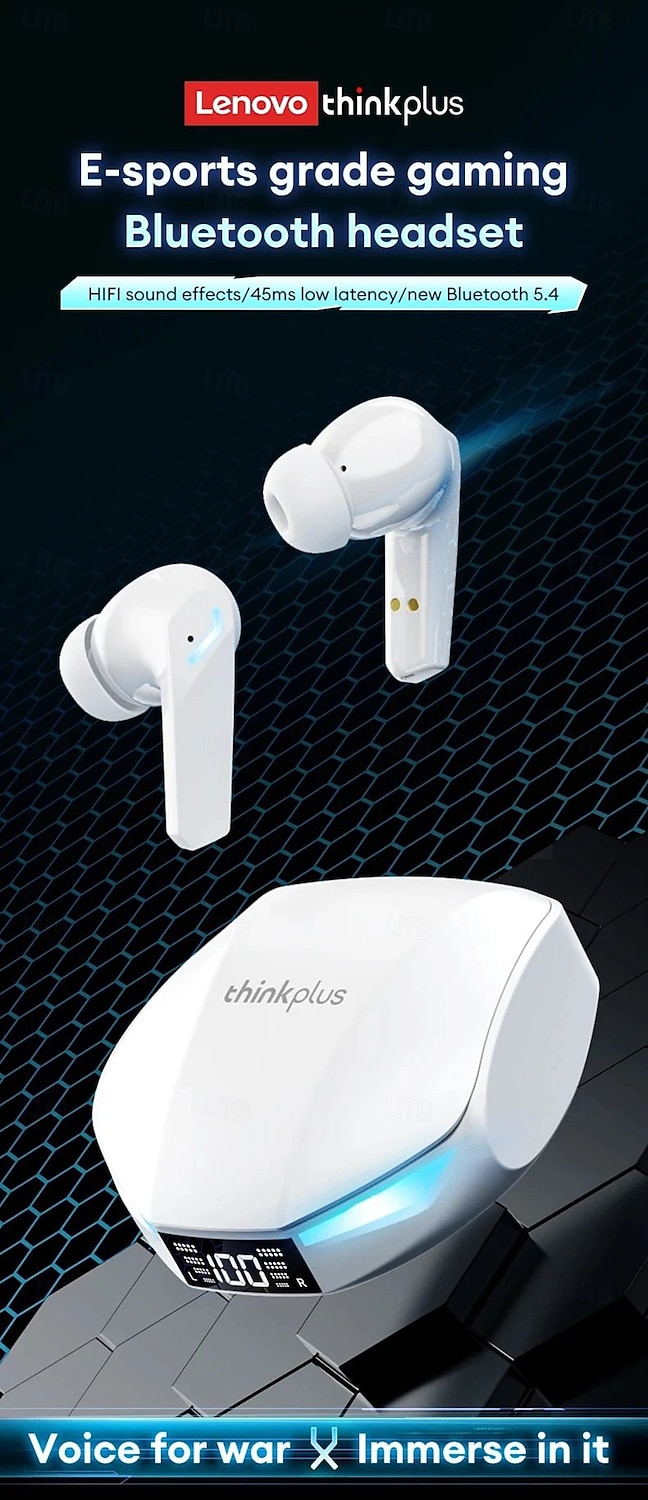 Lenovo XT53 Wireless Upgrade Bluetooth 5.4 Earphones Ultra Long Endurance Low Latency Gaming Headset LED Digital Display Earbuds 2025 - $28.99 –P1