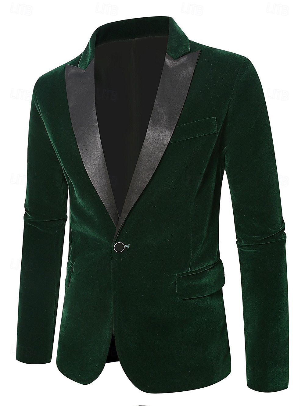 Men's Velvet Blazer Jacket Party Tuxedos Warm Vintage Fall Winter Solid Color Pocket Classic Single Breasted One-button Blazer Black Red Blue Green 2025 - $68.99 –P6