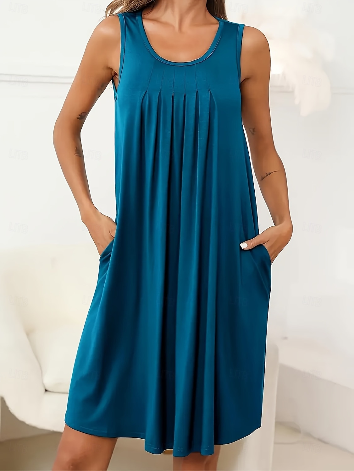 Dámské Midi šaty Slip Dress Na běžné nošení Domů Denní Volný Grafika Bez rukávů Tričkový Bordó Černá Oceánová modř Fialová Léto 2025 - $21.99 –P3