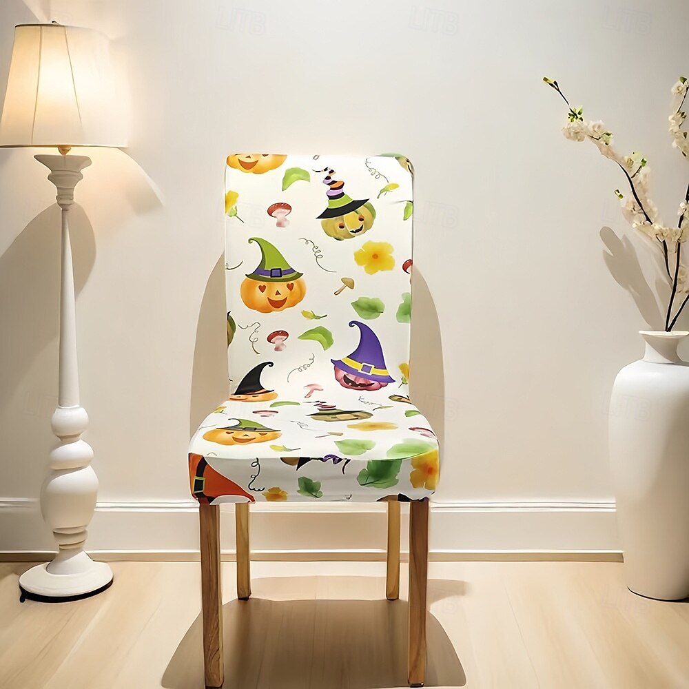 Stuhlhussen für Esszimmerstühle mit Halloween-Aufdruck – festliches, gruseliges Design, dehnbar und strapazierfähig, perfekt als Partydekoration im Esszimmer. 2025 - $12.49 –P15
