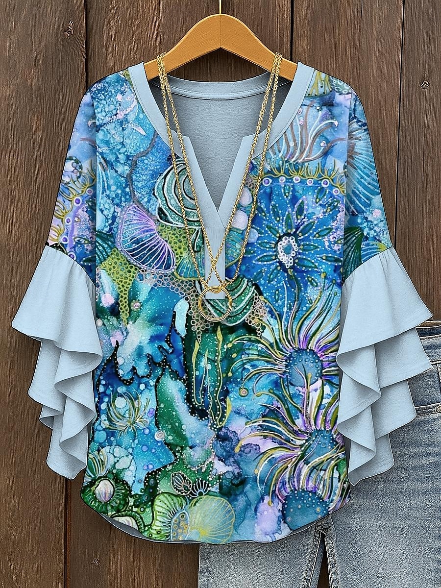 Femmes Chemisier A Ombre Graphique Abstrait Bohème ancien Quotidien Manche 3/4 Col en V Hauts Réguliers Quotidien Fête Vêtements de vacances Imprimé Rose Claire Bleu Violet Orange Vert Été Printemps de 2025 ? $29.99 –P7