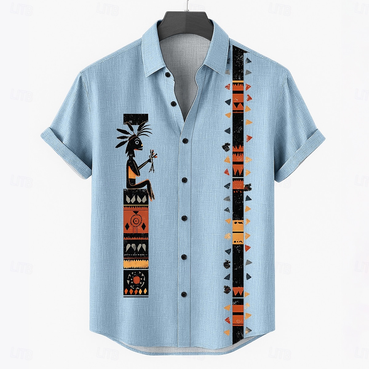 Hombre Camisa de lino Camisa de verano Ropa de playa Abotonar la camisa Tribal Vacaciones Casual Azul Piscina Verde Trébol Caqui Manga Corta Cuello Vuelto Verano Primavera Ropa 2025 - $24.99 –P1