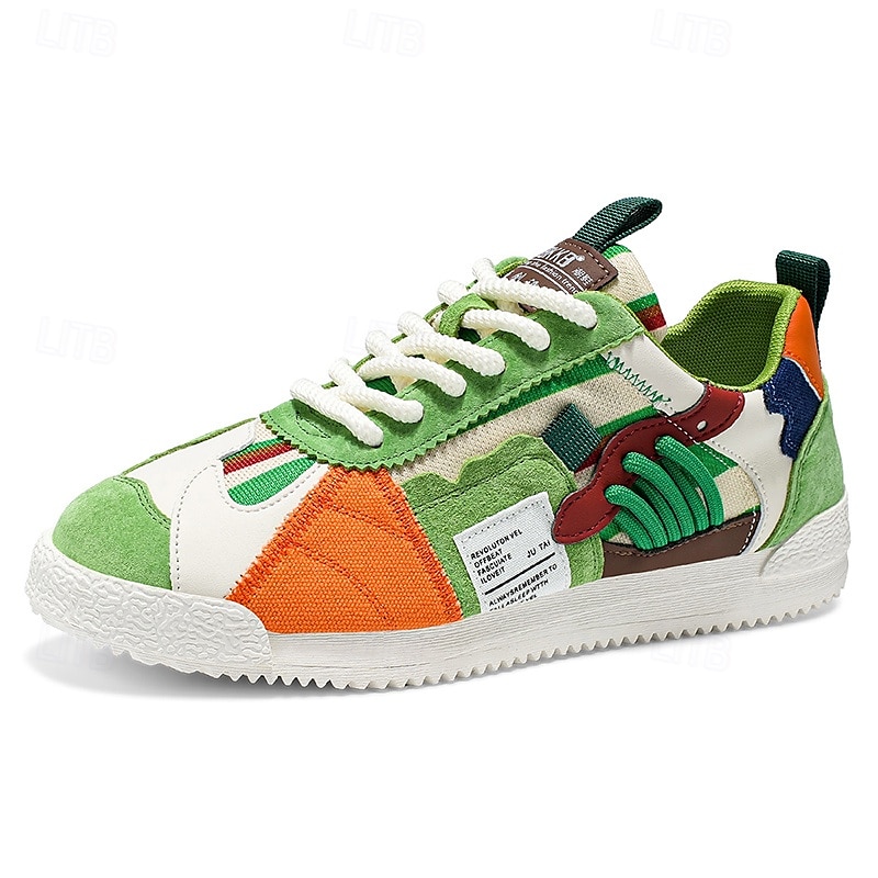 Baskets streetwear patchwork colorblock pour homme – chaussures de sport rétro à lacets tendance pour un style urbain, des tenues créatives, des festivals d'art et des looks avant-gardistes au quotidien de 2025 ? $32.99 –P2
