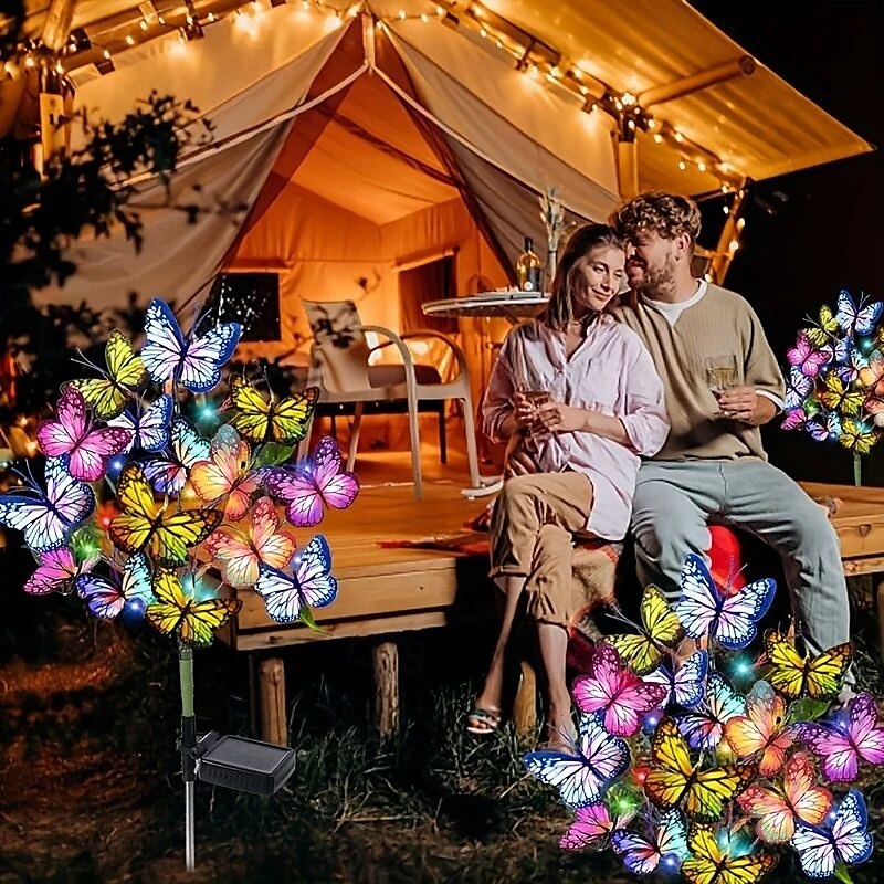 2 Pcs Solar Butterfly Tree Lights Outdoor Waterproof Pathway Lights for Wedding Party Villa Walkway Garden Lawn Camping Party Landscape Decoration 2025 - $26.99 –P5