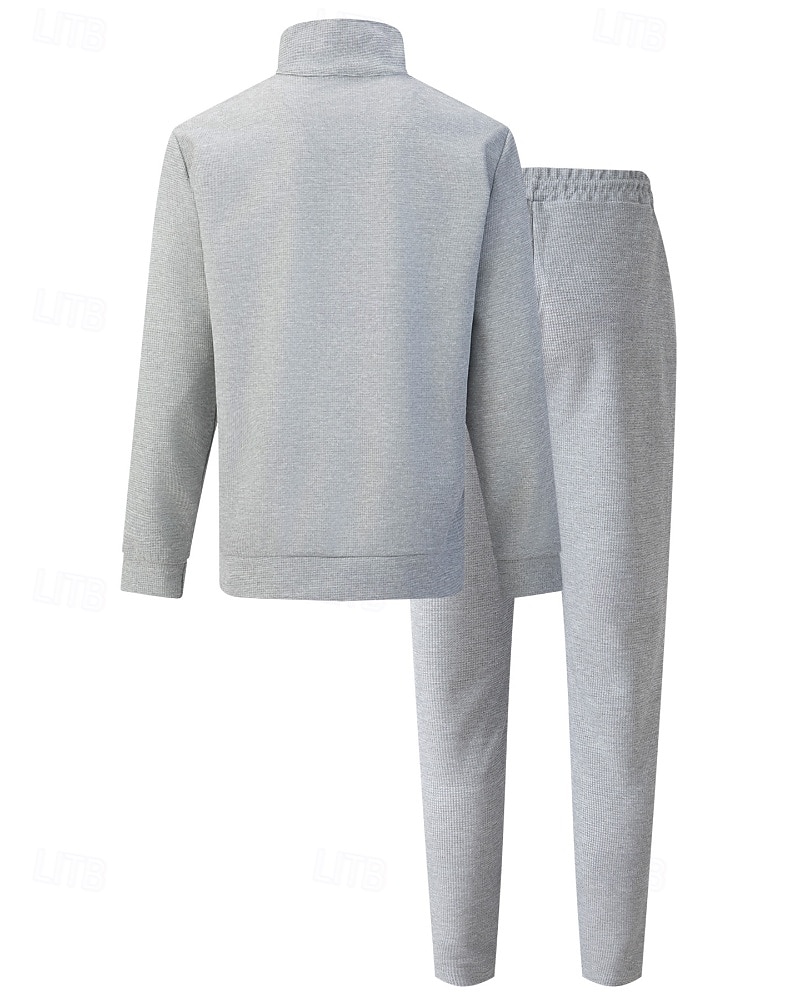 Per uomo Tuta da Ginnastica Pantaloni da Tuta Pista superiore Tasca con cerniera Tinta unita Completo Abbigliamento Autunno Nero Bianco Palestra Athleisure Corsa Antivento Manica Lunga Sport del 2026 a $44.99 –P7