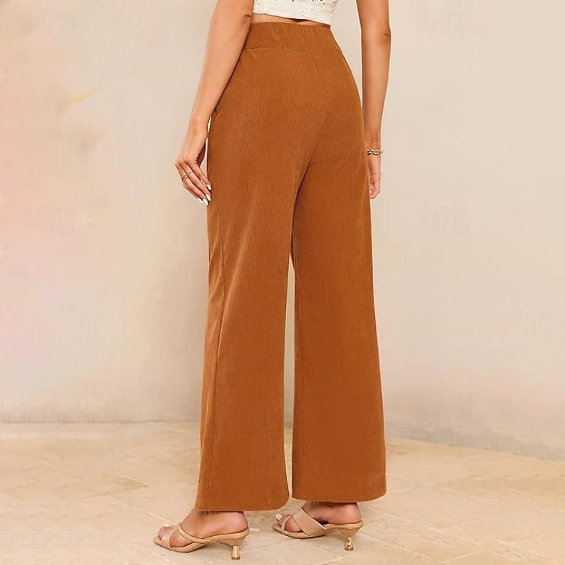 Women's Slacks Pants Trousers Streetwear Casual Full Length Natural Plain Pocket Buckle Outdoor Comfortable Outdoor Vacation Daily Wear Apricot Black Orange Green Fall Regular Fit 2025 - $19.99 –P14