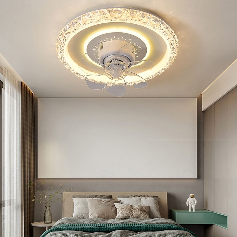 plafondventilator met verlichting ronde ventilatorlamp met afstandsbediening led hanglamp ventilator voor woonkamer eetkamer plafondlamp 2025 - $236.19 –P4