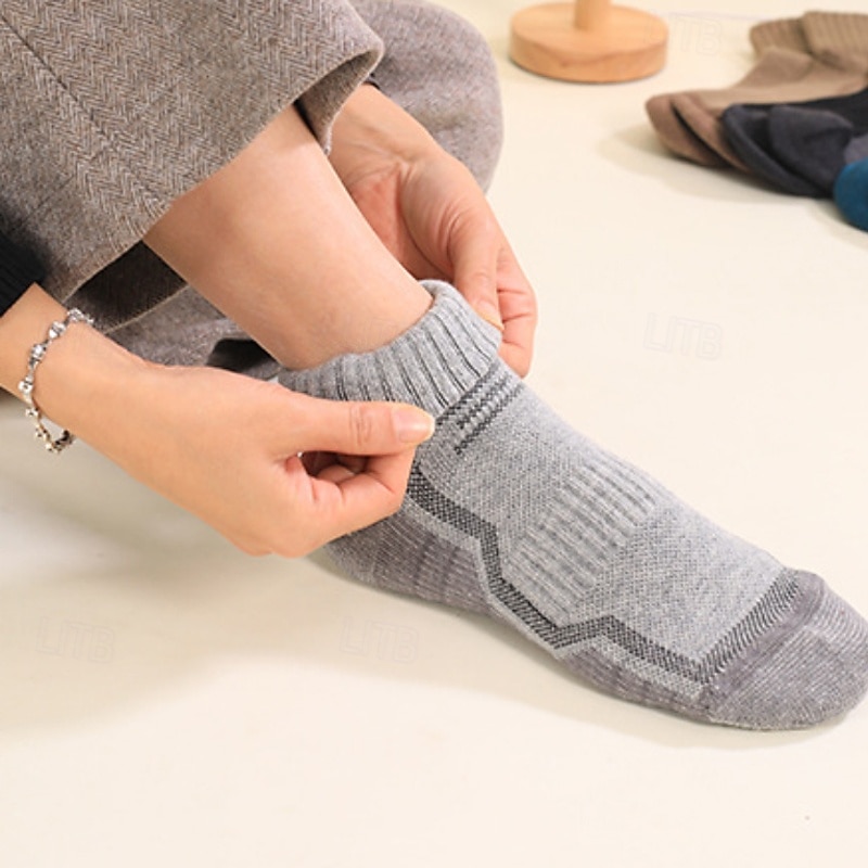 1 Paar Herren Damen Merino Wollsocken Wandersocken Sportsocken Thermo Warm Atmungsaktiv Anti Blasen Dick Outdoor Quarter Crew Patchwork Merinowolle Schwarz Königsblau Braun für Ski/Snowboard 2026 - $12.99 –P5