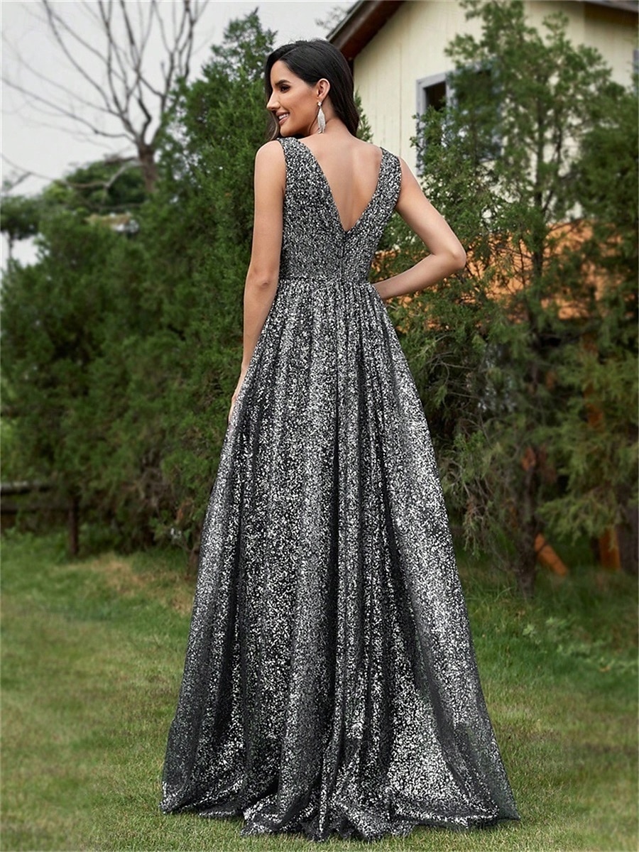 Robes de Quinceanera A-Line robe élégante robe formelle longueur de sol sans manches en V dos en sequins avec strass de 2025 ? $99.99 –P8