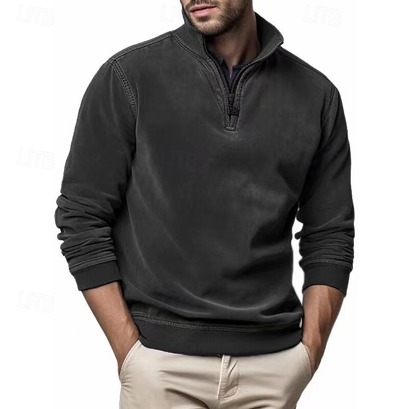 Pánské Mikina Čtvrtletní mikina na zip Černá Námořnická modř Oranžová Trávová zelená Kávová Poloviční zip Bez vzoru Sporty a outdoor Denní Dovolená Polyester Šik ven Základní Na běžné nošení Jaro 2025 - $36.99 –P2