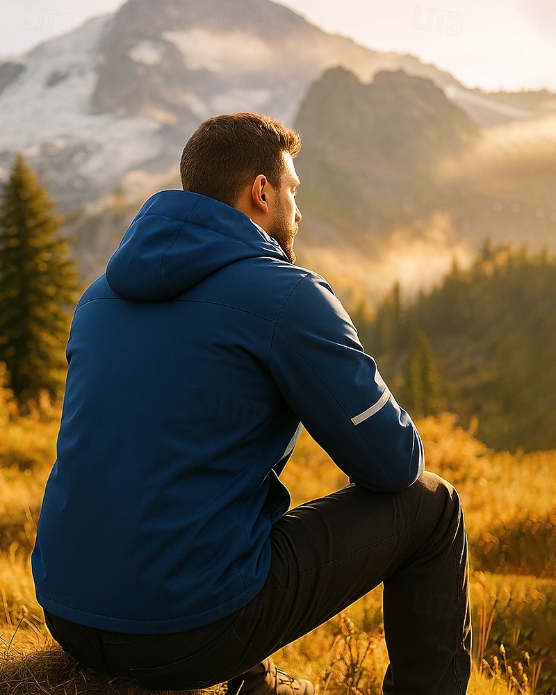 Men's Hiking Jacket Winter Coat Sport Jacket Outdoor Fleece Lining Waterproof Quick Dry Lightweight Hiking Outfits Hiking Clothes Winter Autumn / Fall Jacket Tennis Golf Running Solid Color Black 2026 - $61.99 –P2
