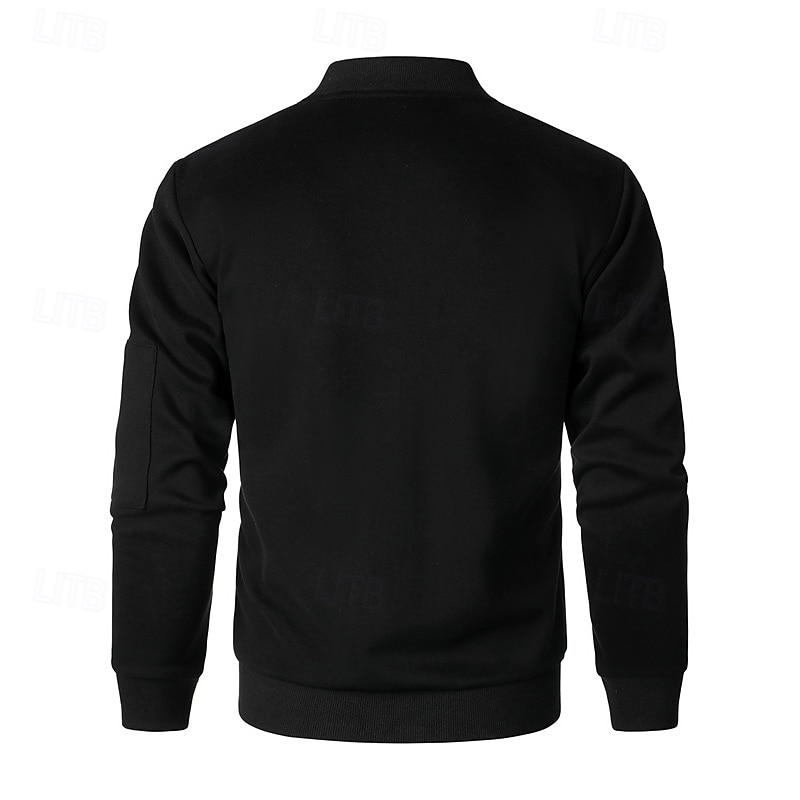 Herren Leichte Jacke Freizeitjacke Urlaub Täglich Tasche Frühling Herbst Einfach Mode Klassisch Stehkragen Regulär Schwarz Blau Grau Jacken 2026 - $36.99 –P9