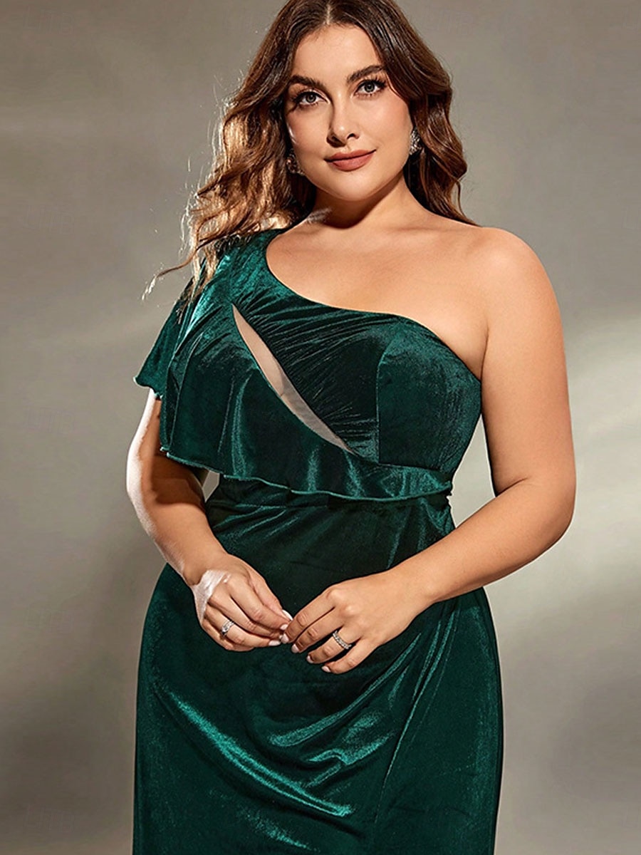 Rochie de Seară A-Line Elegantă Rochie Formală pentru Nuntă Lungime Podea Fără Mâneci Pe Umăr Catifea cu Fendă 2025 - $129.99 –P2