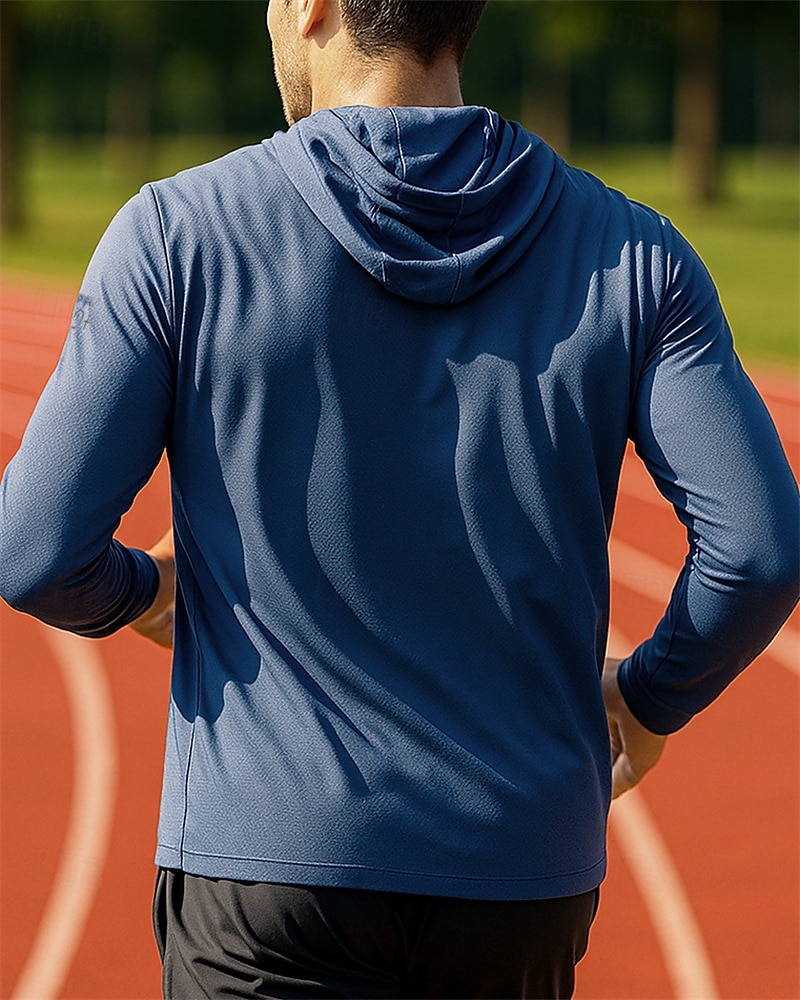 Herre Joggejakke Utejakke Full glidelås Langermet Ytterklær Atletisk Sommer Vår Ensfarget Solbeskyttelse Hurtigtørkende Lettvekt UV-kjøling Tennis Golf Løp Sports Sportsklær Navyblå Lyseblå 2026 - $30.99 –P2