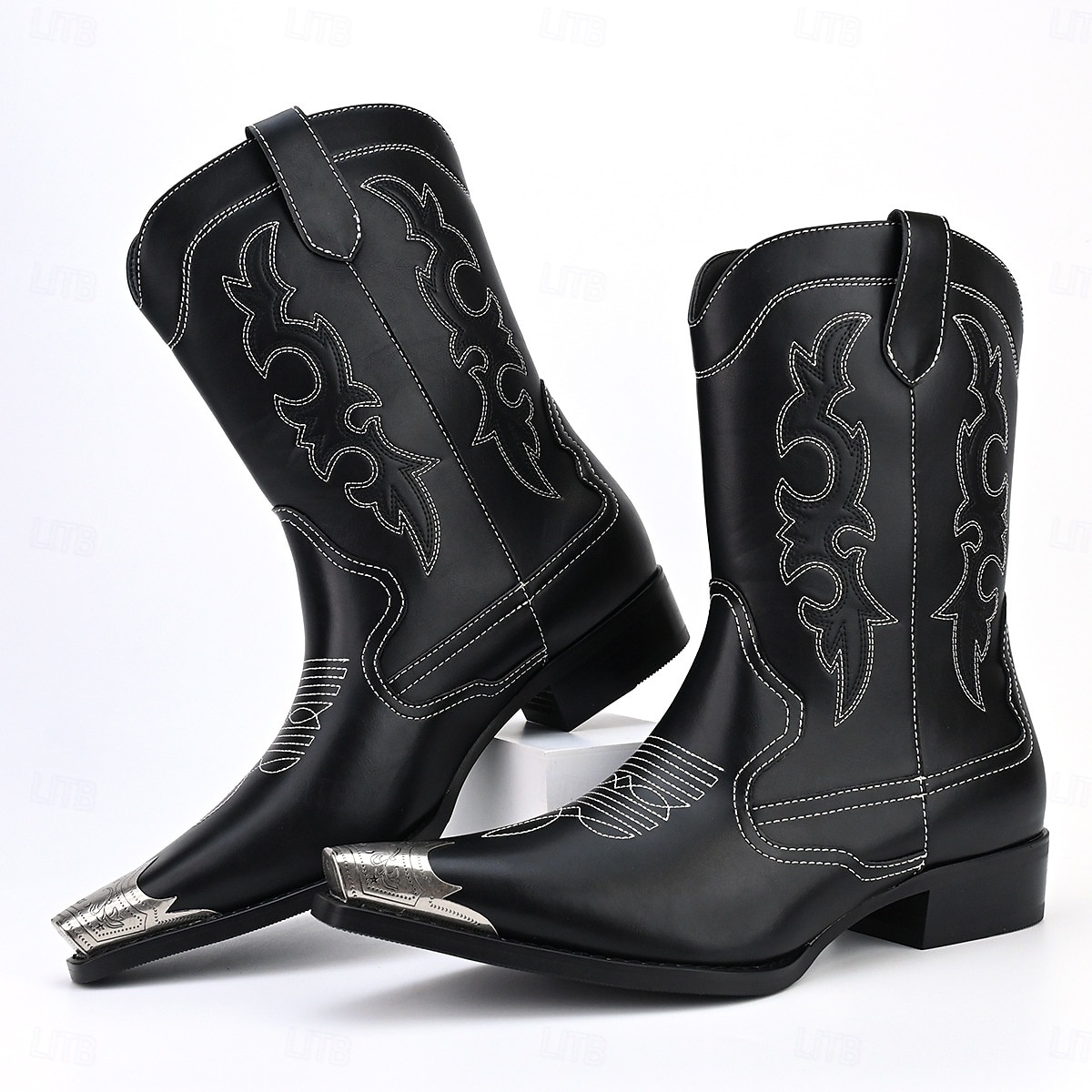 Homme Bottes Bottes de Cowboy Marche ancien Occasionnel Microfibre Chaud Confortable Antidérapant Mocassin Noir de 2025 ? $84.99 –P5