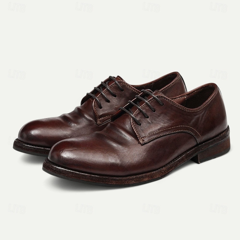Herren Elegante Schuhe Spaziergang Leder Italienisches Vollnarbenleder Bequem Rutschfest Schnürung Schwarz Braun Kaffee 2025 - $229.99 –P1