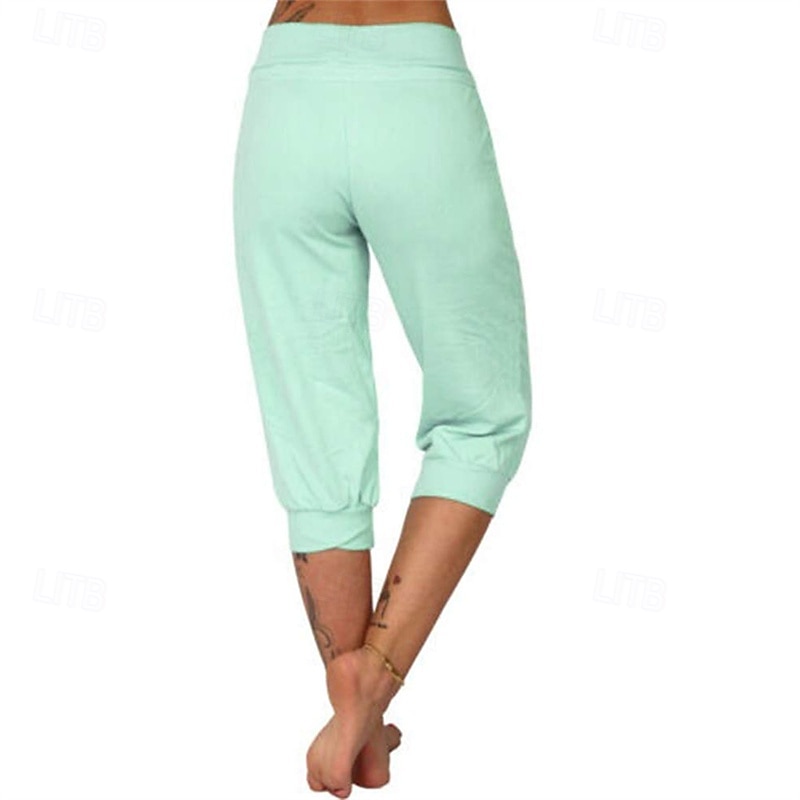 Dame Capri-bukser Søndagsshorts Gatemote Fritid Kalv lengde Medium Midje عادي Elastisk midje Snorer Pusteevne Myk Mikroelastisk Feriereise Gate Dagligdagstøy Svart Rosa Navyblå Grønn Sommer Normal 2025 - $16.99 –P15