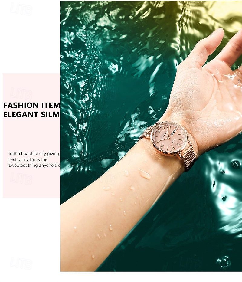 2026年 母の日の女性用ギフト 時計 ローズゴールド ステンレススチールメッシュ 日本製クォーツムーブメント シンプル 防水 ルミナスレディースウォッチ  コレクション – $31.99 –P7