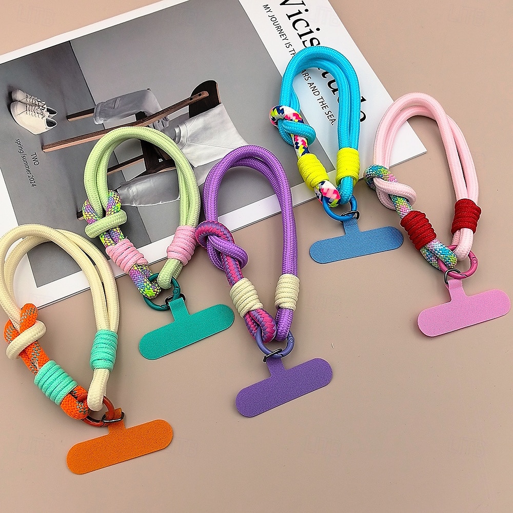 Cuerda corta de moda de dos pliegues a juego con colores, cuerda corta de muñeca simple, cuerda colgante de doble capa, firme y resistente, antirroturas y anticaídas, cuerda para colgar teléfonos 2025 - $11.99 –P5