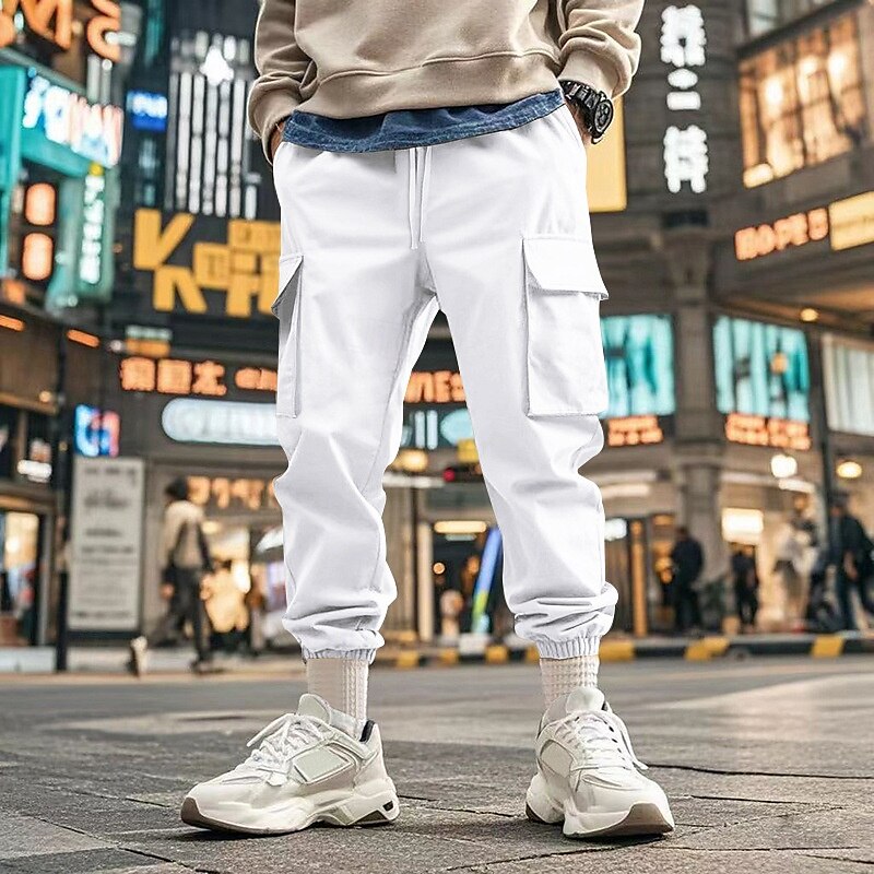 Homme Pantalons Cargo Pantalon Jogger Pantalons Cordon de serrage Taille Élastique Multi-poches Uni Portable Extérieur Quotidien Camping & Randonnée Mode Classique Noir Blanche de 2025 ? $24.99 –P2
