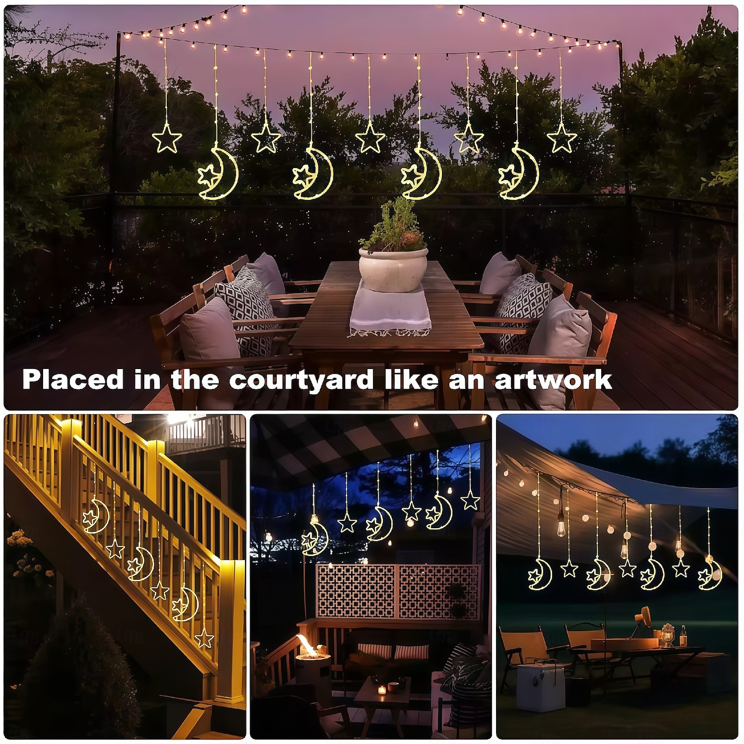 Led Decorative Light Solar Moon Star Light String Outdoor Waterproof Solar Curtain Light 8 Modes Of Hanging Ice Bar Light 1PC 2025 - $28.99 –P5