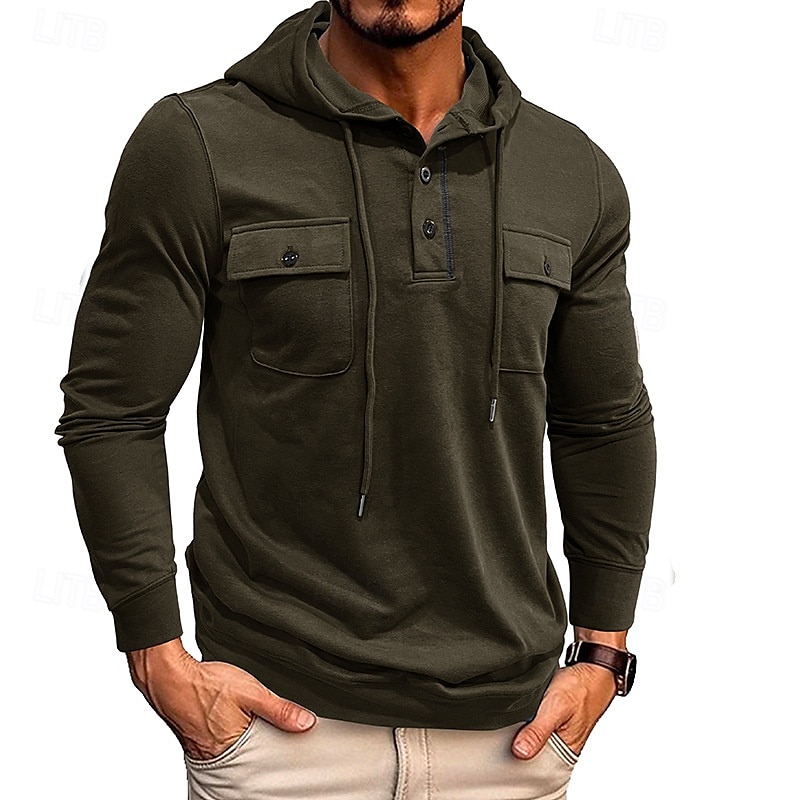 Men's Hoodie Black Army Green Green Dark Gray Coffee Hooded Plain Pocket Sports & Outdoor Daily Holiday Polyester Streetwear Basic Casual Spring Autumn / Fall Clothing Apparel Hoodies Sweatshirts  2026 - $30.99 –P17