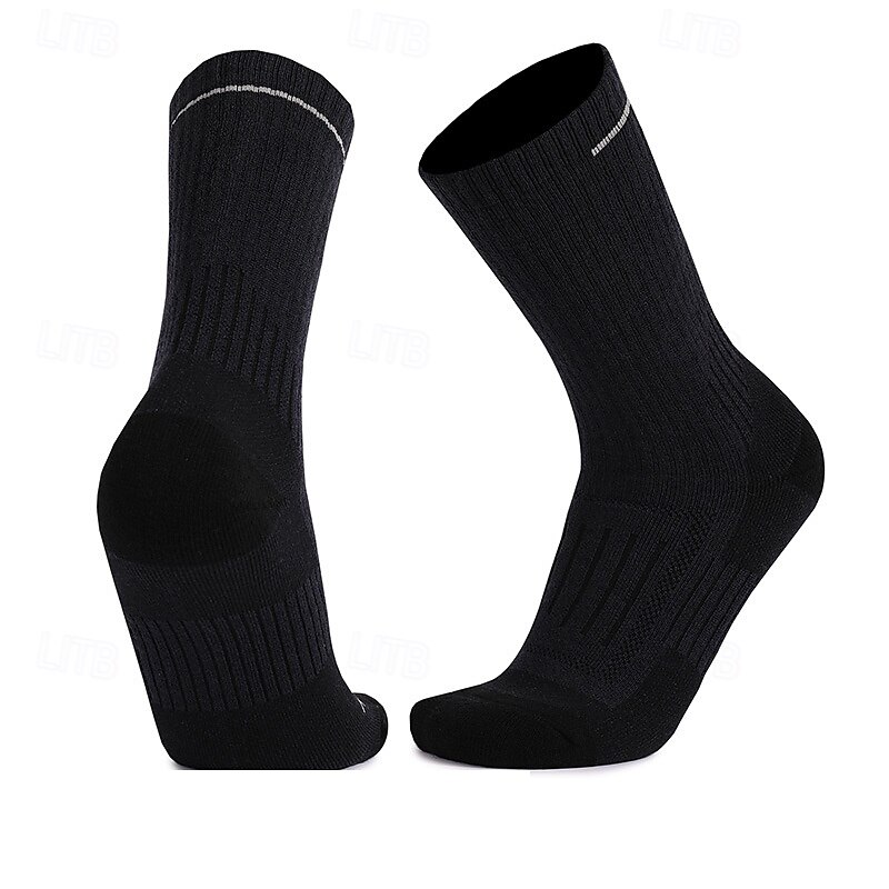 1 Par Hombre Mujer calcetines de lana merino Calcetines para correr Mantiene abrigado Transpirable Anti ampollas Grueso Al aire libre tripulación media Retazos Lana Merina Gris oscuro Negro Azul 2025 - $15.99 –P14