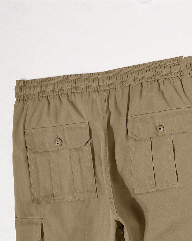 Men's Cargo Pants Trousers Elastic Waist Drawstring Multi Pocket Plain Wearable Outdoor Daily Camping & Hiking Fashion Classic Black Green 2025 - $28.99 –P5