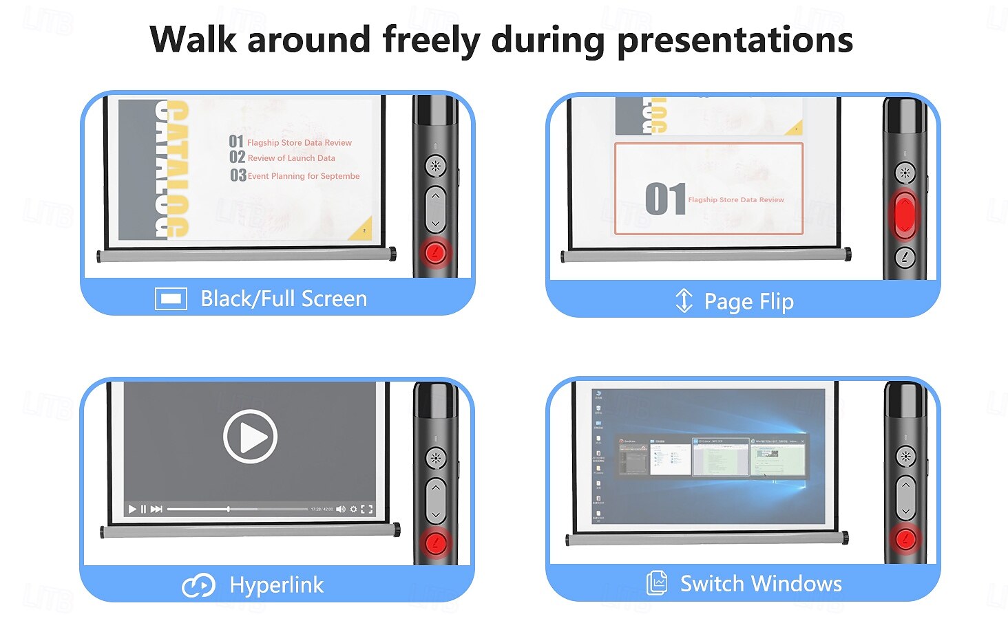 Multi Functional Page Turning Pen Wireless Presenter Clicker Teacher's Remote Red & Telescopic Pointer Page Turner Conference Speech Teaching and Training Presentation Clicker Stylus Pen 2025 - $31.99 –P5