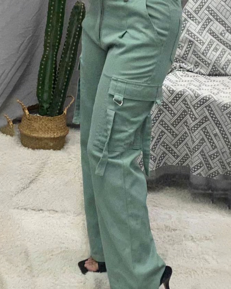 Women's Cargo Pants Fashion Streetwear Full Length Natural Plain Pocket Comfy Outdoor Comfortable Outdoor Vacation Holiday Dark Grey Green Fall Regular Fit 2026 - $36.99 –P5