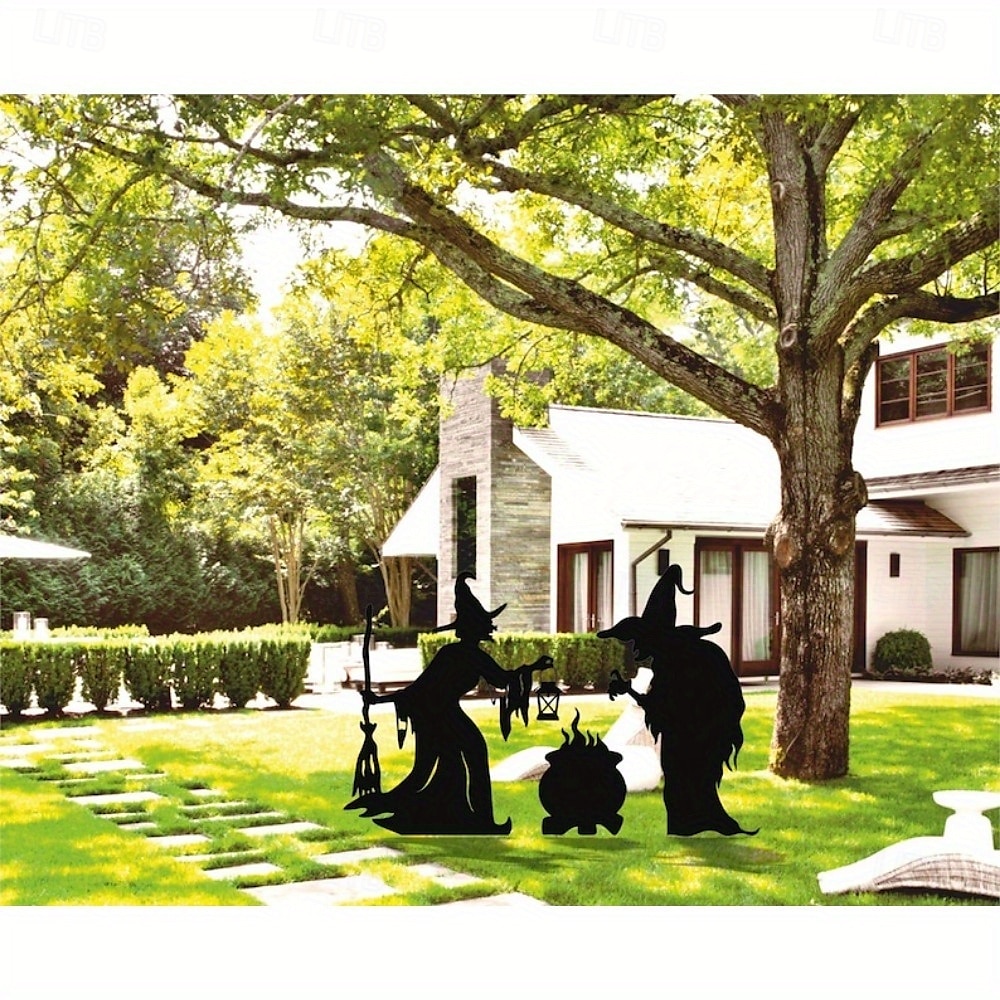 Decorazioni da giardino in metallo con streghe di Halloween festive, 3 streghe spettrali per decorazioni da esterno - picchetti da giardinaggio senza batteria, decorazioni da giardino in metallo del 2025 a $71.99 –P7