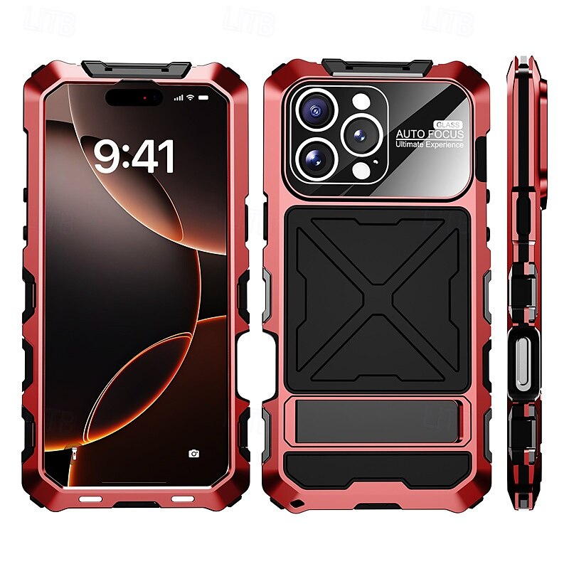 Phone Case For Apple AirTag iPhone 16 Pro iPhone 16 Pro Max iPhone 15 iPhone 15 Pro Max iPhone 14 Pro Max Back Cover Retro Geometric Pattern Tempered Glass Metal Silicone 2025 - $33.99 –P1