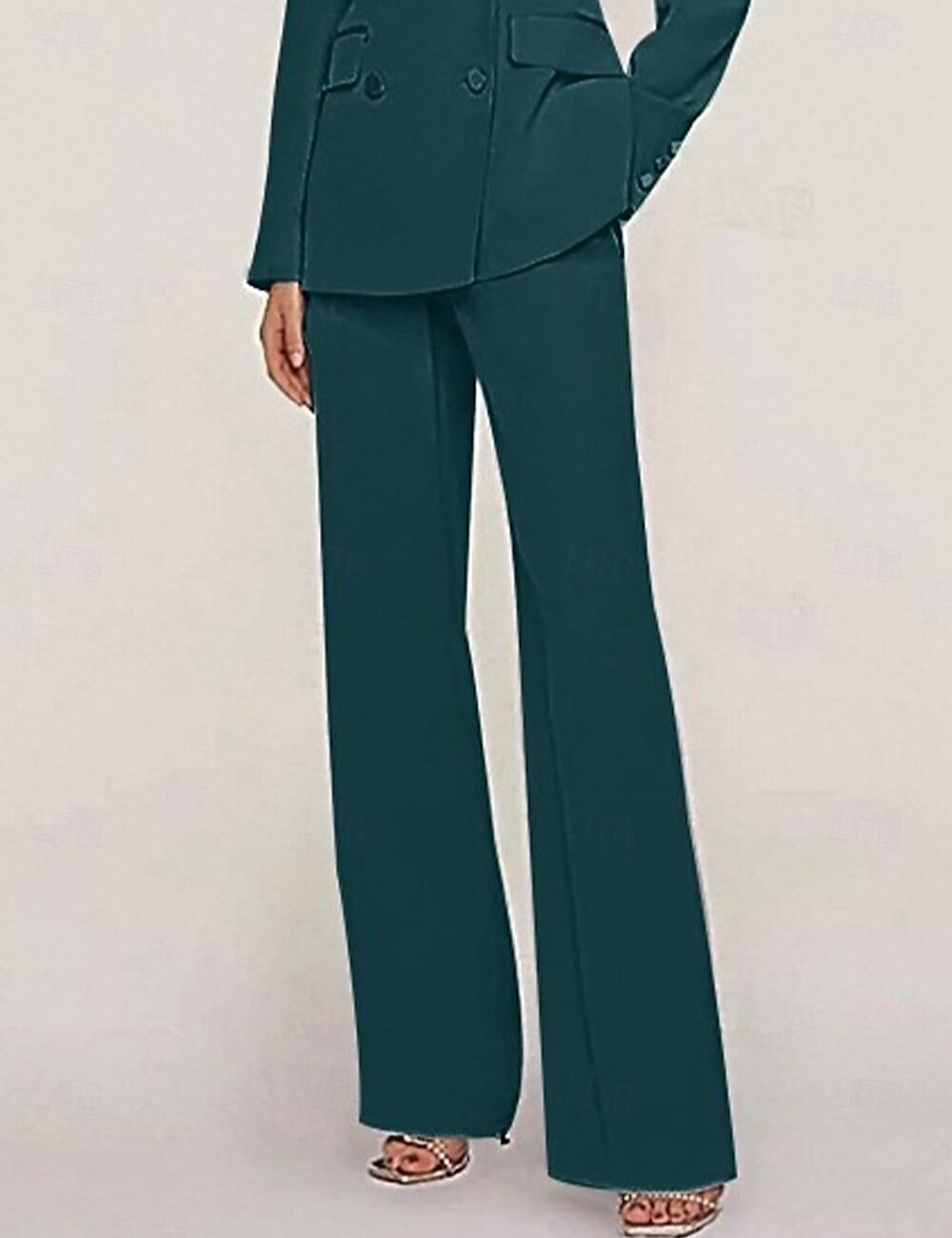 Tuta / Completo Pantalone Abito da cerimonia per signora Formale Ospite di nozze Elegante Colletto a Camicia Lunghezza al pavimento Chiffon Elasticizzato Manica Lunga con Bottoni Tinta unita 2025 del 2025 a $68.99 –P13