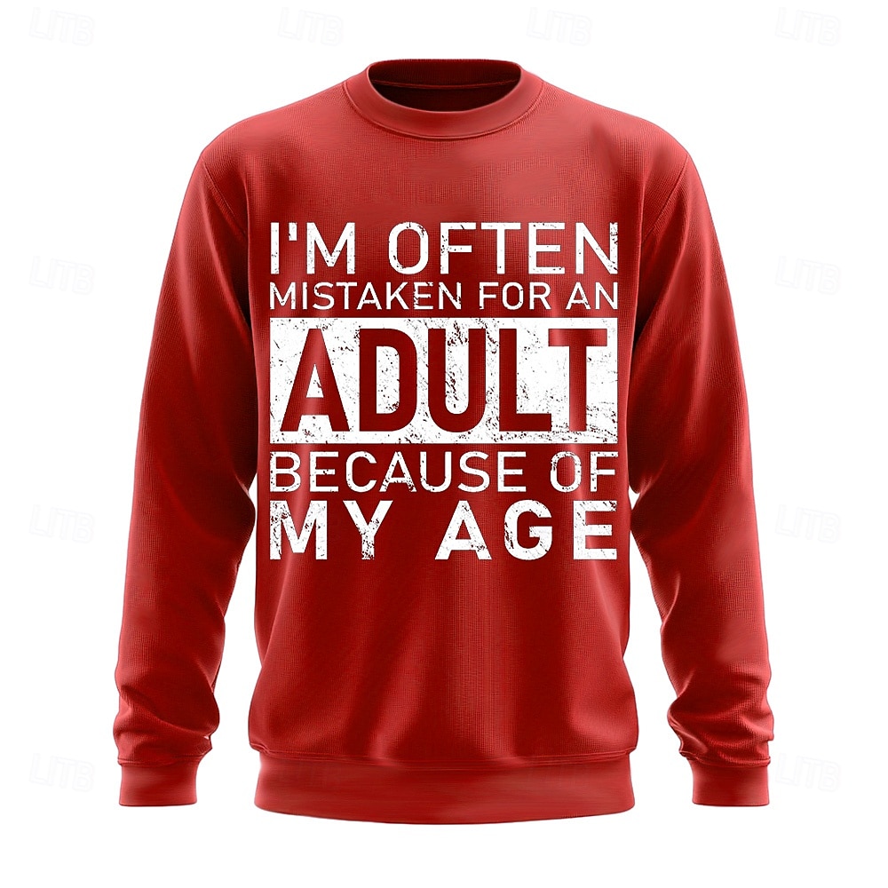 Herre Act My Age Morsom Slang Genser Mote Daglig Langermet Crew-hals Svart Hvit Crewneck 3D Alle årstider Designer 2025 - $26.99 –P3