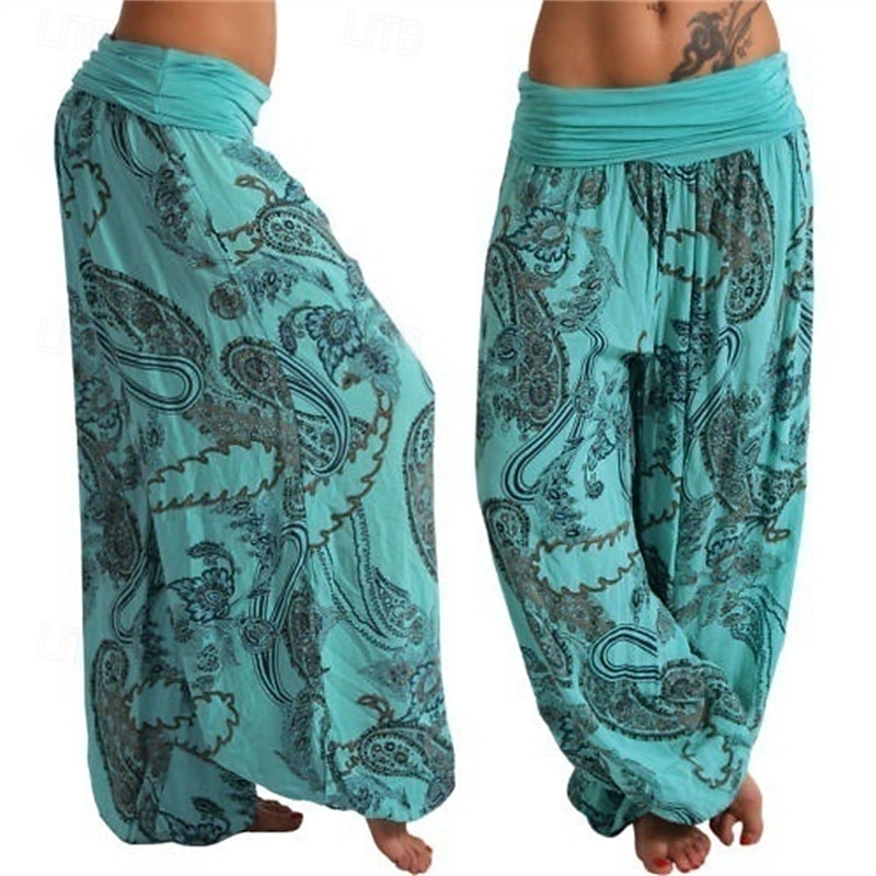 Mujer Pantalones Pantalones Harem Pantalones palazzo Moda Boho Longitud total Media cintura Estampado Cintura elástica Confortable Cómodo Microelástico Calle Ropa Cotidiana Noche Negro Amarillo Rojo 2025 - $19.99 –P3