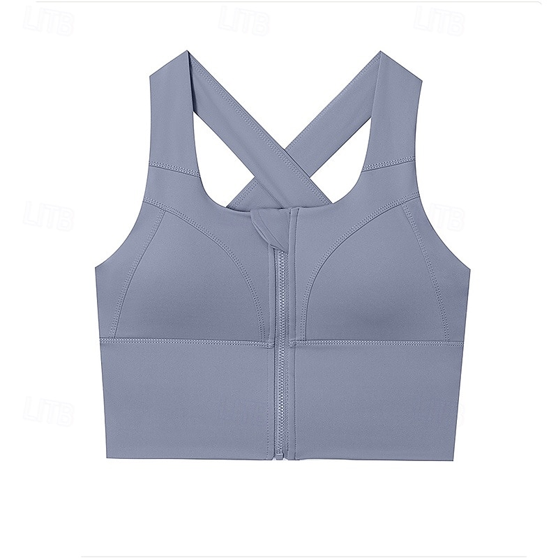 Mulheres Sutiã de ioga Tanque Sutiã Pilates Roupa-Interior Suportes altos Respirável absorvente de suor Sem Fio Com almofadas Cor Sólida / Simples Esporte Roupas Esportivas Preto Azul Academia de 2025 por $25.99 –P19