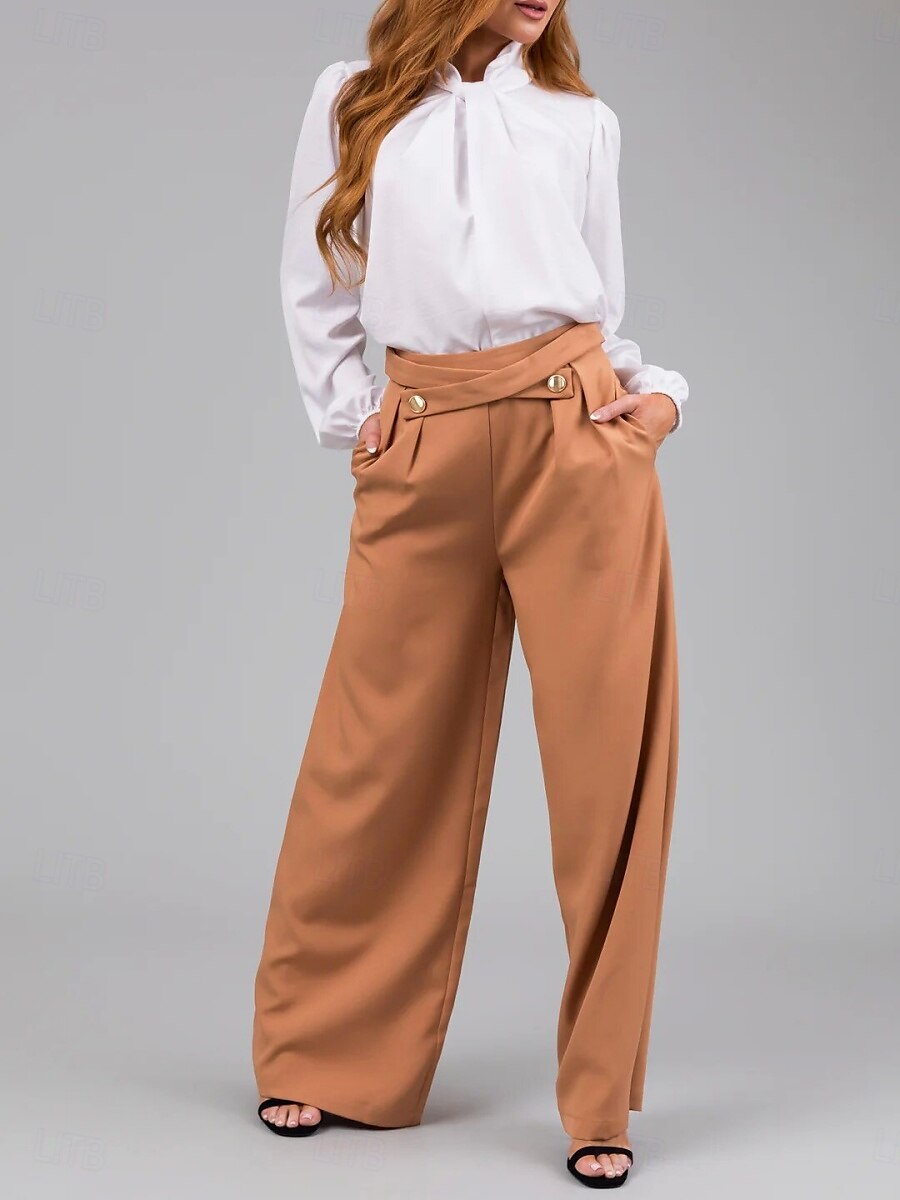Per donna Chinos Dritto Moda Streetwear Lunghezza intera Vita Alta Semplice Tasca Comodo Morbido Confortevole Micro-elastico All'aperto Streetwear Arancione Estate Primavera Vestibilità comoda del 2025 a $29.99 –P5