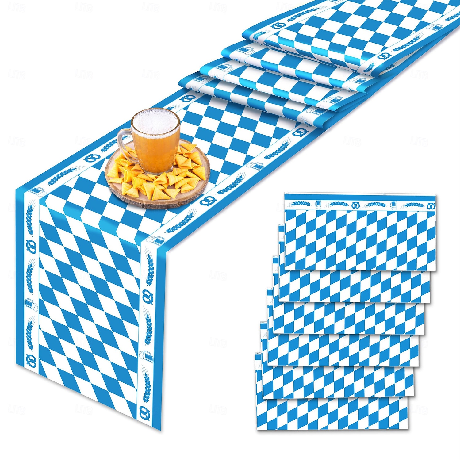 Confezione da 5 tovaglie Oktoberfest blu &Tovaglie a quadretti bianchi per forniture per la festa del tè dell'Oktoberfest, tovaglia rettangolare in plastica per campeggio, picnic, matrimonio, festa di del 2025 a $15.99 –P6
