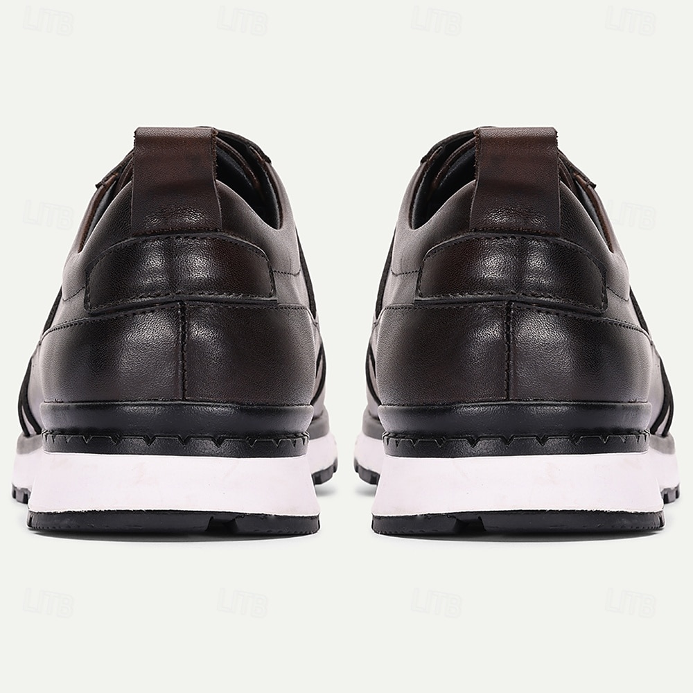 Sapatos casuais masculinos de couro bovino premium, design de cadarço de dois tons com sola esportiva, perfeitos para uso casual de negócios, viagens e caminhadas na cidade de 2026 por $109.99 –P5