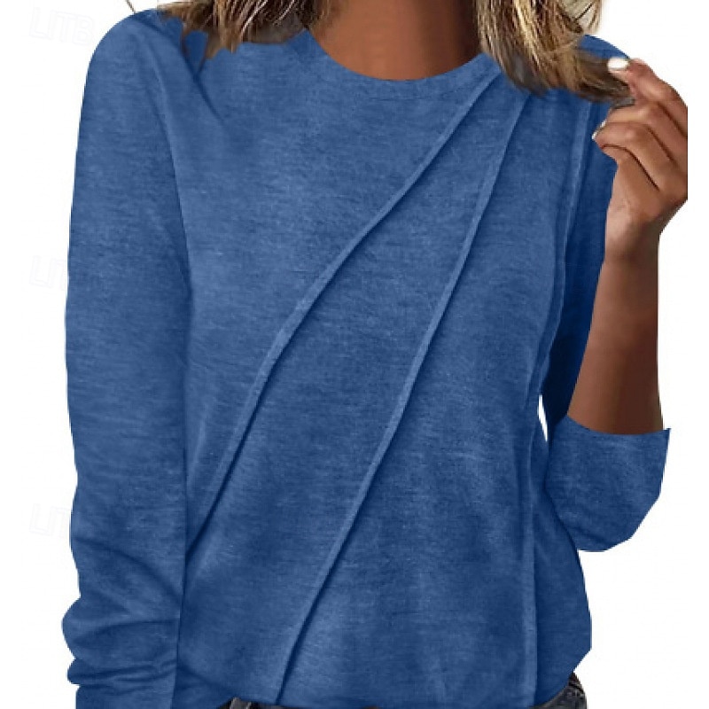 Women's Blouse Plain Modern Casual Long Sleeve Crew Neck Regular Tops Daily Holiday Black Pink Blue Orange Green Fall 2025 - $18.49 –P3