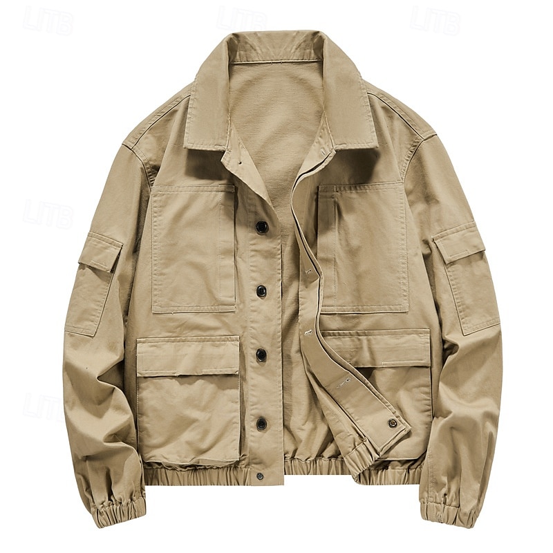 Herr Lättviktsjacka Trucker Jacka Chore Jacka Formell Hem Bärbar Ficka Vår Höst Vinter Ensfärgat Aktiv Vintage Nedvikt Normal Svart Grön Kaki Jacka 2025 - $52.99 –P2
