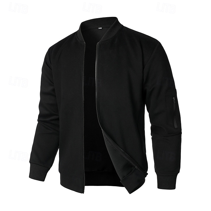 Herren Leichte Jacke Freizeitjacke Urlaub Täglich Tasche Frühling Herbst Einfach Mode Klassisch Stehkragen Regulär Schwarz Blau Grau Jacken 2026 - $36.99 –P8